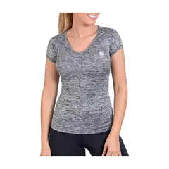 WILSON - Camiseta cuello v jaspeada 71566 mujer gym.
