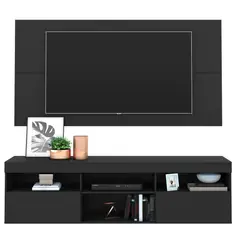 AKIVOY - Mesa Con Panel Florida Para TV 65" Pulgadas Negro-