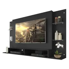 AKIVOY - Panel de TV Braga Repisa Vidrio Color Negro