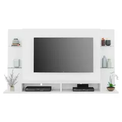 AKIVOY - Panel de TV Braga Repisa Vidrio Color Blanco