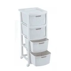 RIMAX - Cajonero 4G Apariencia Rattan 9837 -Blanco