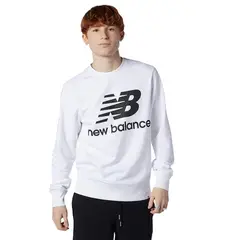 NEW BALANCE - Sueter Essentials Stacked LogoCrew Hombre-Blanco