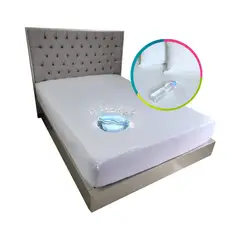 HOGARETO - Protector Colchón Impermeable Blanco Cama Sencilla 100x190cm