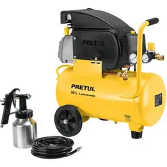 PRETUL - Compresor de aire 20 litros + manguera + pistola de pintar