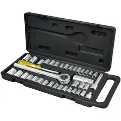 PRETUL - Juego De Copas Y Ratchet 39 Piezas, Cuadrante 1/4" Y 3/8"