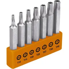 TRUPER - Juego De 7 Puntas Torx Con Pin De Seguridad, Largo De 2"