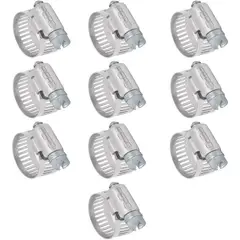 FIERO - 10 Abrazaderas En Acero Inoxidable Desde 19 Mm A 27 Mm