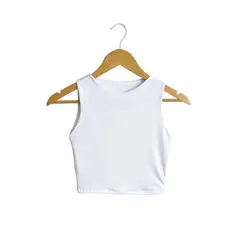 SYK - Blusa Crop Top Para Mujer Unicolor Licrado Blanco
