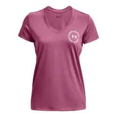 UNDER ARMOUR - Camiseta Tech Solid Lc Crest Mujer-Rosa