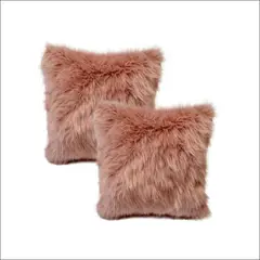 BANZAY - Kit x 2 fundas cojines peluche largo - palo de rosa