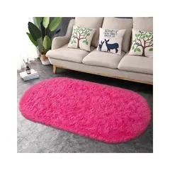 BANZAY - Tapete Pie de Cama Ovalado - Fucsia