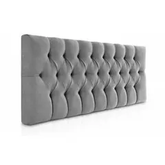 BANZAY - Cabecero Cama Doble Capitoneado Tela - Gris