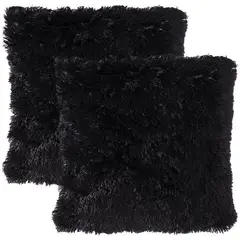 BANZAY - Kit x 2 Fundas Cojines Péludos - Negro