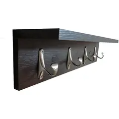 BANZAY - Perchero de Pared con Repisa 4 Ganchos - Wengue