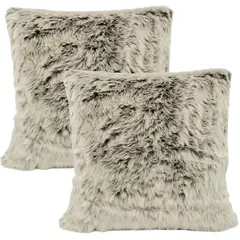 BANZAY - Kit x 2 fundas cojines peluche largo - crema matizado