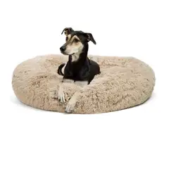 BANZAY - Cama Puff Peluda para Perro Raza Mediana - Beige
