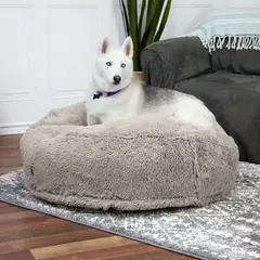 BANZAY - Cama Puff Peluda para Perro Raza Grande XL - Beige