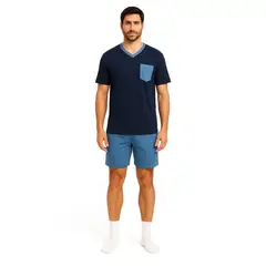 ROMANELLA - Pijama short sebastián - azul
