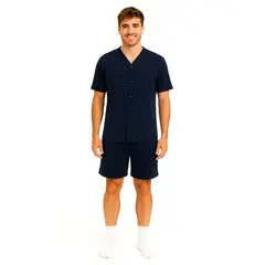 ROMANELLA - Pijama de short Zeus CC para hombre abierta - azul