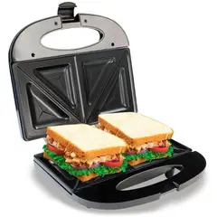 HOME ELEMENTS - Sanduchera 2p negra con platos antiadherente