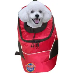 HALLY PET - Morral cargador ventana grande 28 cm x 48 cm x 18 cm rojo