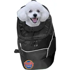 HALLY PET - Morral cargador ventana grande 28 cm x 48 cm x 18 cm negro