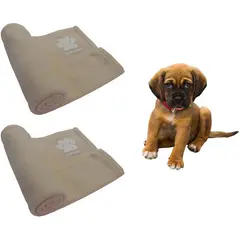 HALLY PET - Dos cobijas térmicas grandes 120cm x 70cm beige