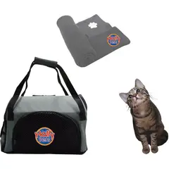 HALLY PET - Morral cargador cabina + cobija mediana gris