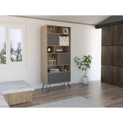 RTA MUEBLES - Biblioteca vassel  bmp 3362 miel + plomo RTA