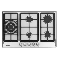 WHIRLPOOL - Cubierta 76 cm acero 5 puestos - wp3040s