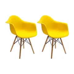 BOXBIT - Kit x2 Sillas DKR Tipo Eames con Brazos Amarillas