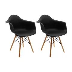 BOXBIT - Kit x2 Sillas DKR Tipo Eames con Brazos Negras
