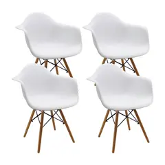 BOXBIT - Kit x4 Sillas DKR Tipo Eames con Brazos Blancas
