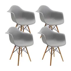 BOXBIT - Kit x4 Sillas DKR Tipo Eames con Brazos Grises