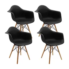 BOXBIT - Kit x4 Sillas DKR Tipo Eames con Brazos Negras