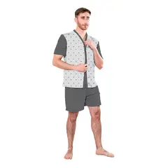 ROMANELLA - Pijama Zeus cc de Short para hombre Abierta - Gris