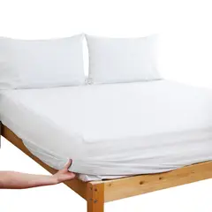 WONDER HOME - Sábana ajustable + 2 fundas Blanco Cama King microfibra suave_.