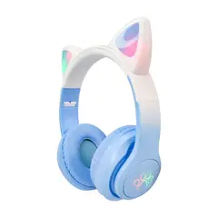GENERICO - Audifonos Diadema Gato Inalambricos Bluetooth Fm Luces Niña Azul