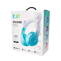 MALCREADO34401 - Audifonos Diadema Gato Inalambricos Bluetooth Fm Luces Niña Verde