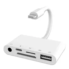 SISDATA - Adaptador Lightning a Audio Carga Sd Tf y Usb Compatible