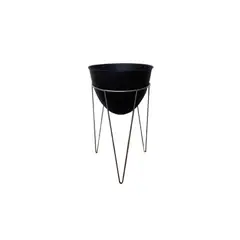 RENOVEMOS - Soporte tres pata 50 cm plata con matera negra