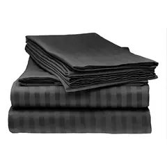 GENERICO - Juego Sabanas Cama Doble Unicolor Negro de Lujo