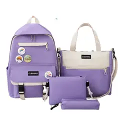 GENERICO - Set Morral Escolar Bolso Bolsito Cartuchera Para Niñas Morado_.
