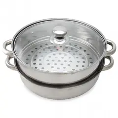 GENERICO - Olla Y Vaporera En Acero Quirúrgico Inoxidable Plateada