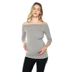 MOMS CLOSET - Blusa Maternidad Strapless Gris Jaspe Mom´s Closet.-