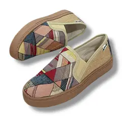 XIAN SHOES - Mocasin mujer etnia suela cafe