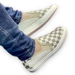XIAN SHOES - Oxford mocasin cuadros beige Hombre