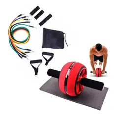 ZHOPI CO - Set Rueda Abdominal Ab Wheel Mas Bandas Tubulares 11pcs