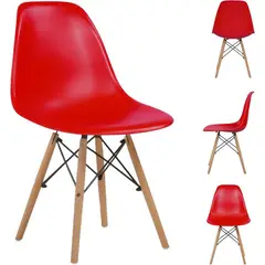 STAY ELIT - Set de 4 sillas tipo eames minimalistas rojo hogar oficina-