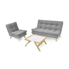 VENECIA - Sala Toulouse en Tela Gris con Mesa de Centro Dakota_.